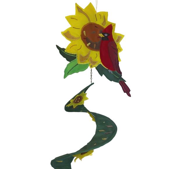 Vintage Sunflower Cardinal Spiral Flag Pennant Wind Spinner Yard Decor - Picture 3 of 7